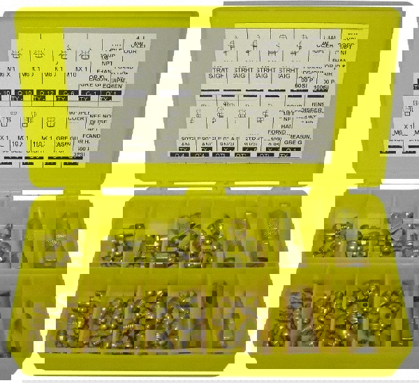 60 Piece, Metric, Box Plastic Steel Grease Fitting Set